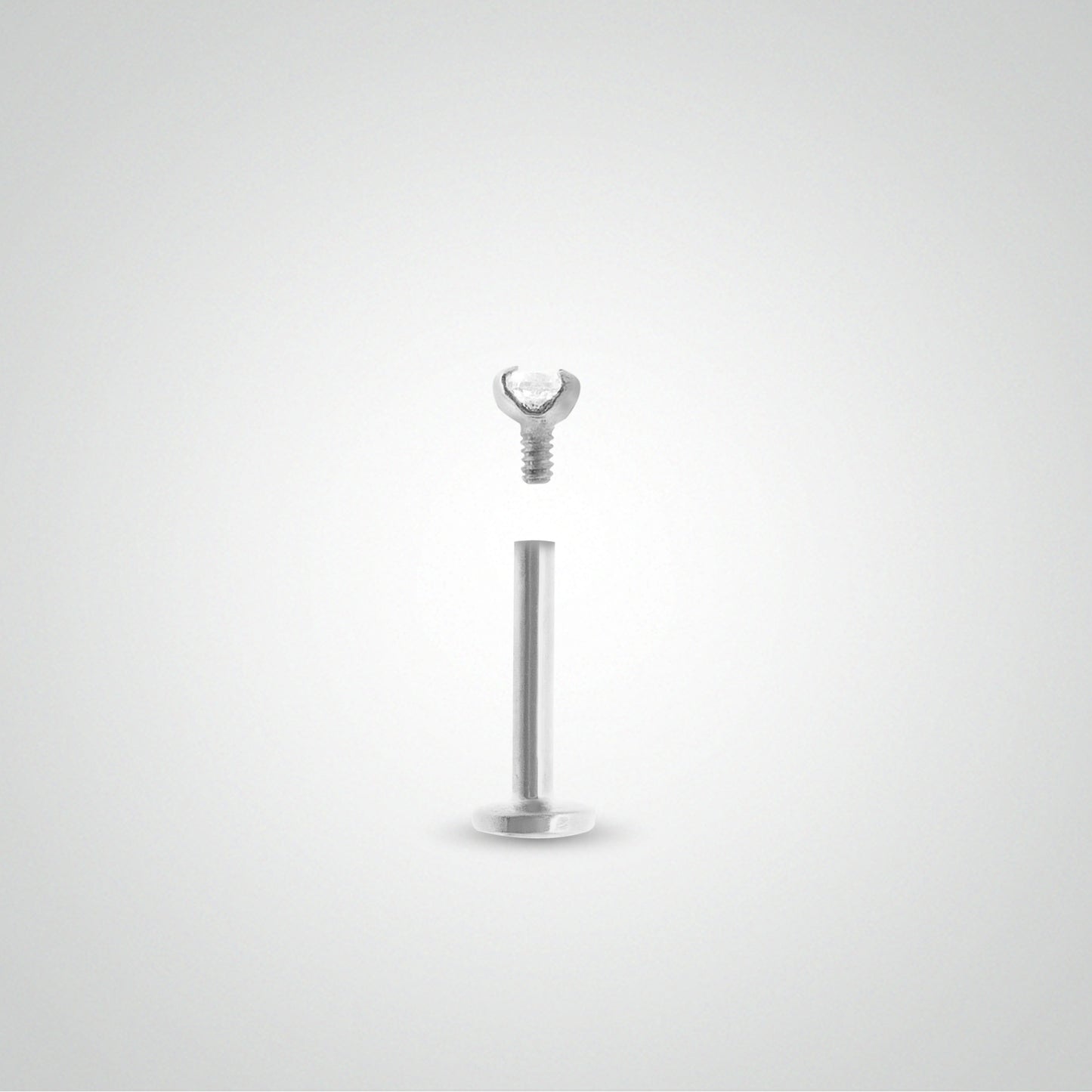 Piercing labret or blanc avec oxyde de zirconium ouvert