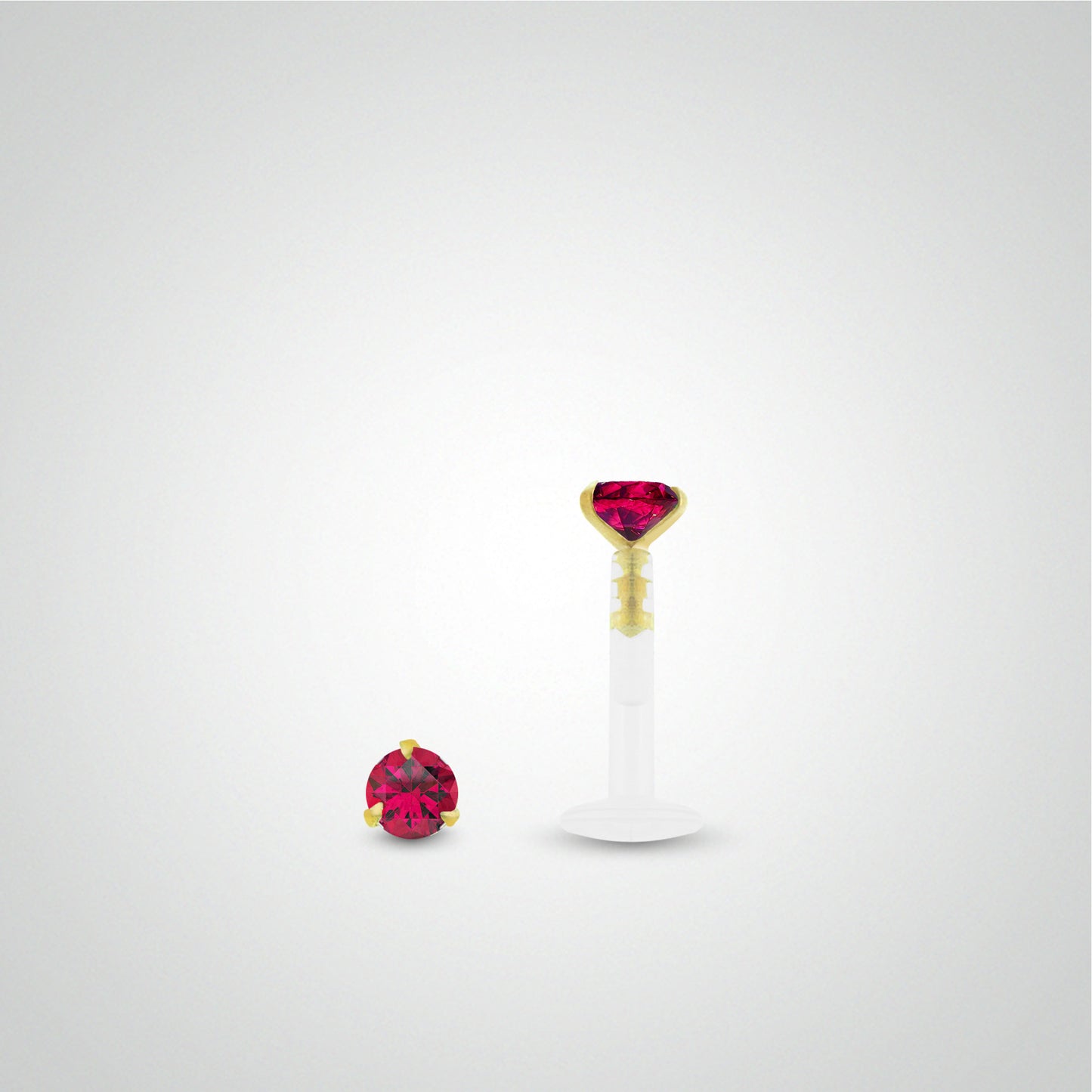 Piercing de tragus rubis 0,05 carats en or jaune