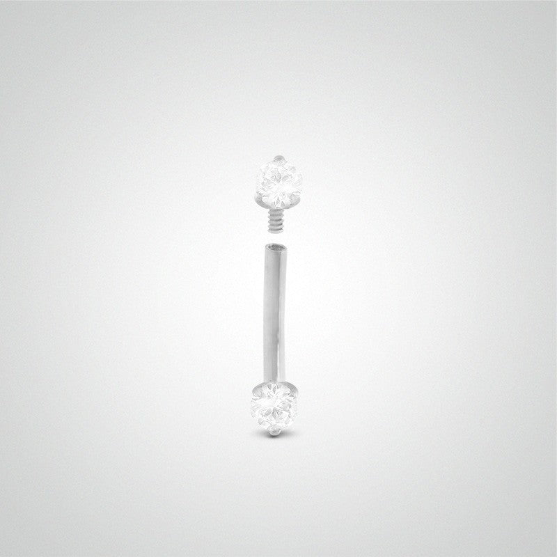 Piercing daith et rook diamant 0,03 carats en or blanc