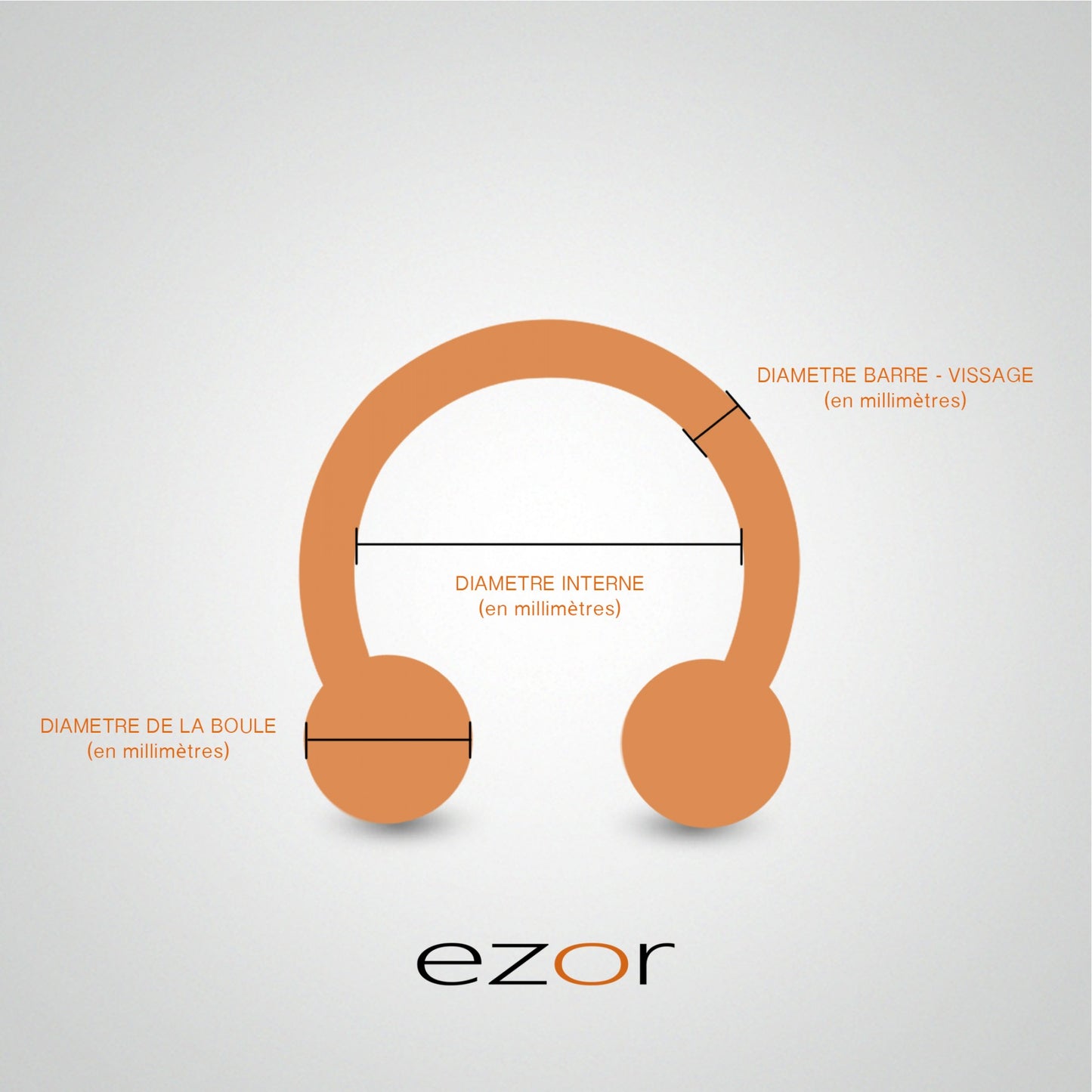 Fer à cheval pour le piercing rook : mesure