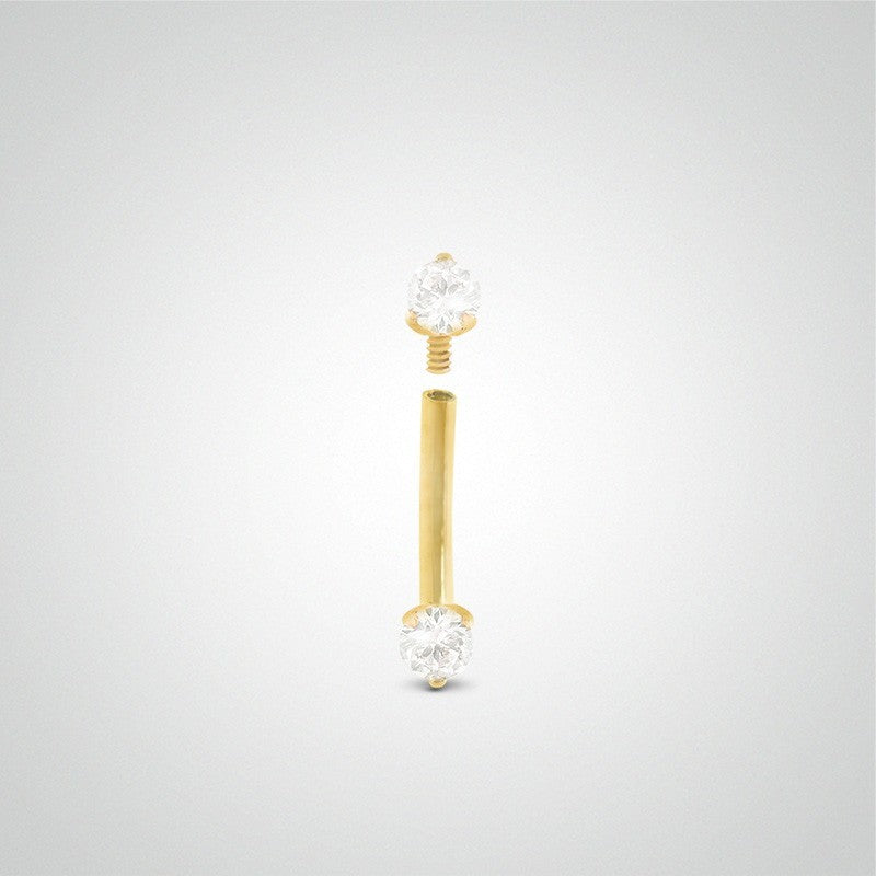 Piercing daith et rook diamant 0,05 carats en or jaune