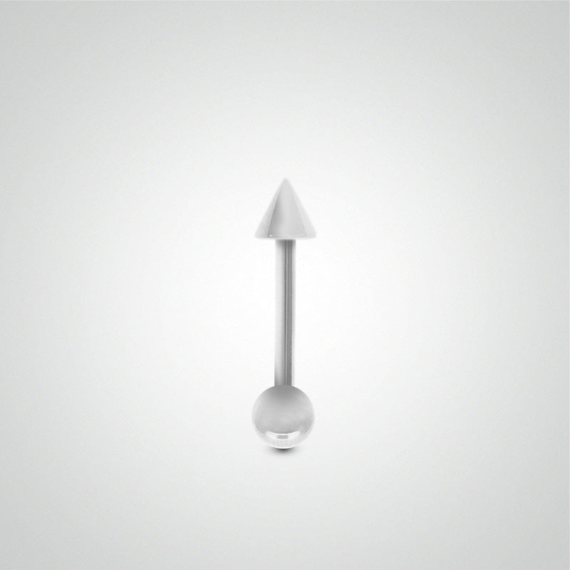 Piercing sexe en or blanc avec boule et pic (1,2mm)