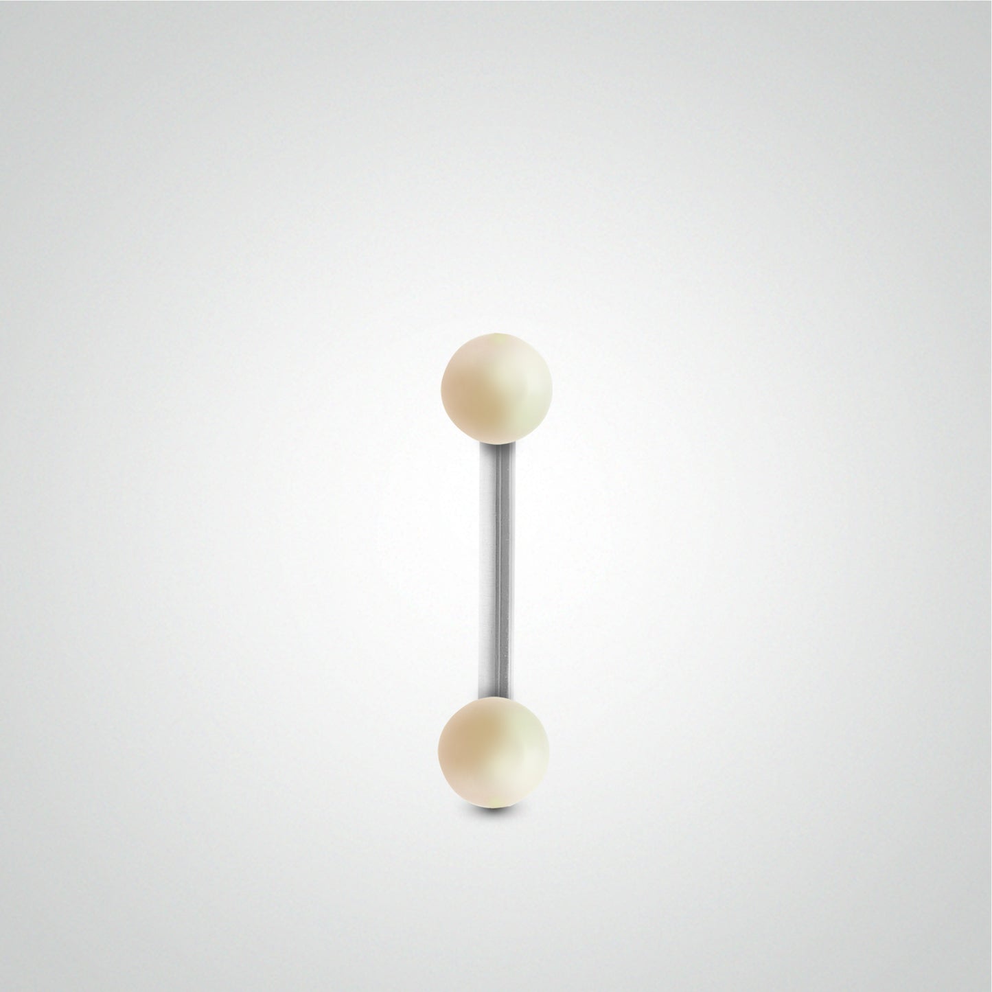 Straight bar nipple piercing in white gold with genuine cultured pearls (1.6mm)