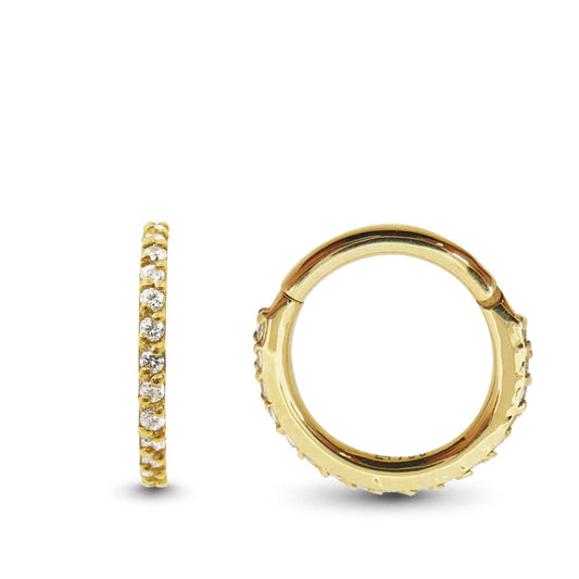 Anneau anti hélix clicker en or jaune, avec cristaux de Swarovski, au design élégant et lumineux