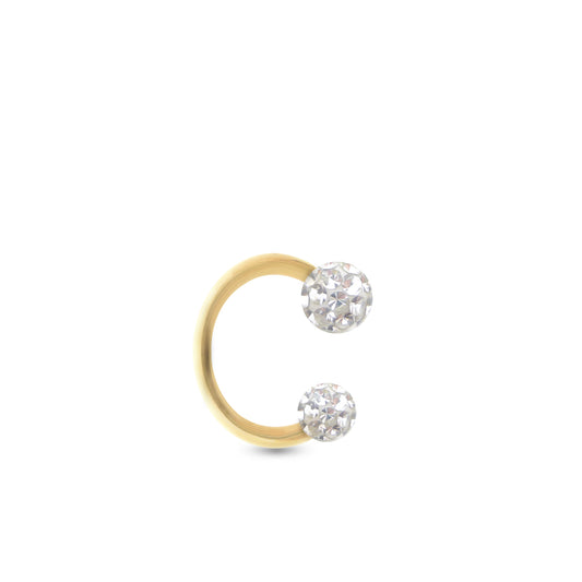 Boucle d'oreille or jaune 18K fer à cheval Cristal Premium BLANC