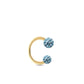 Boucle d'oreille or jaune 18K fer à cheval Cristal Premium bleu clair