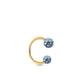 Boucle d'oreille or jaune 18K fer à cheval Cristal Premium bleu foncé