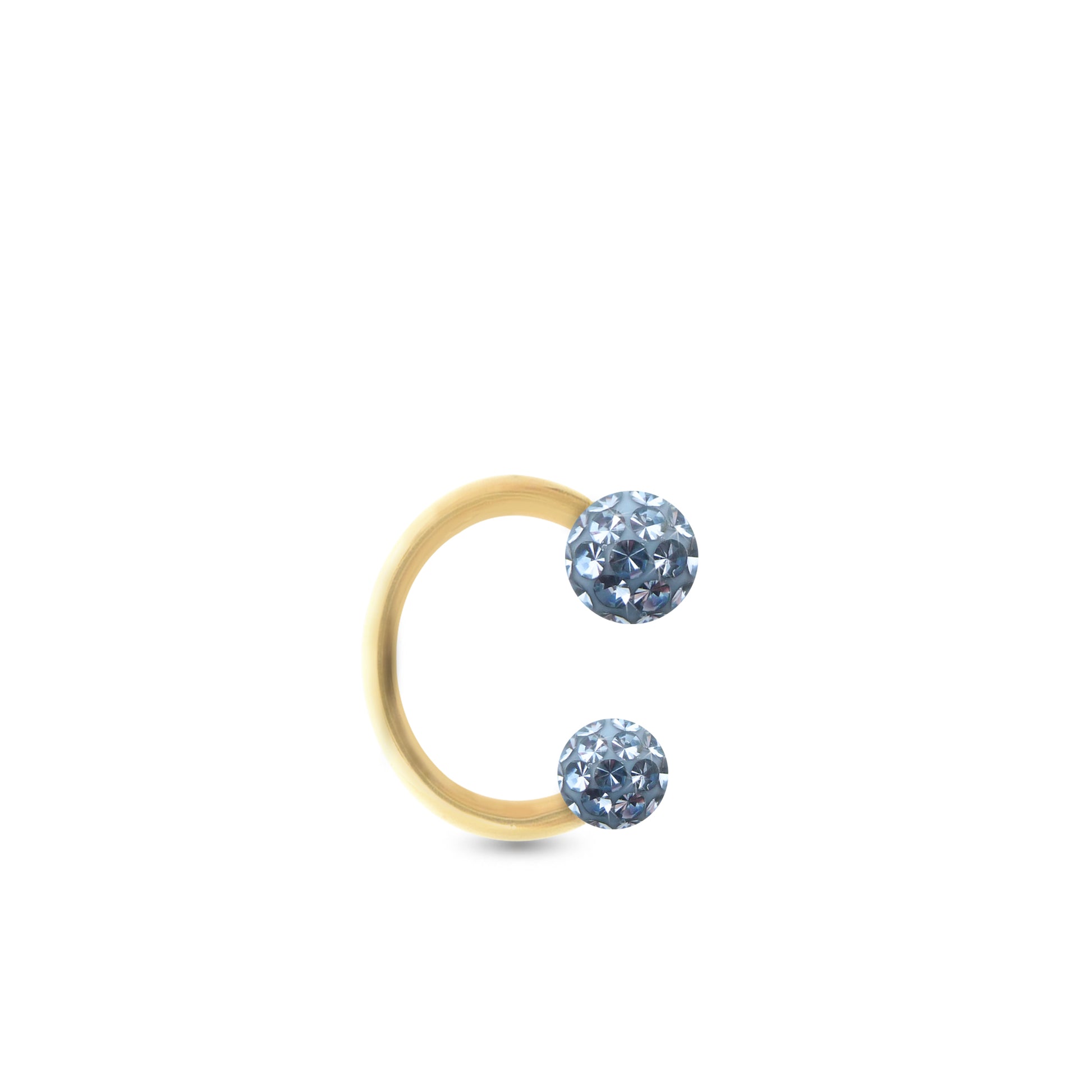 Boucle d'oreille or jaune 18K fer à cheval Cristal Premium bleu foncé