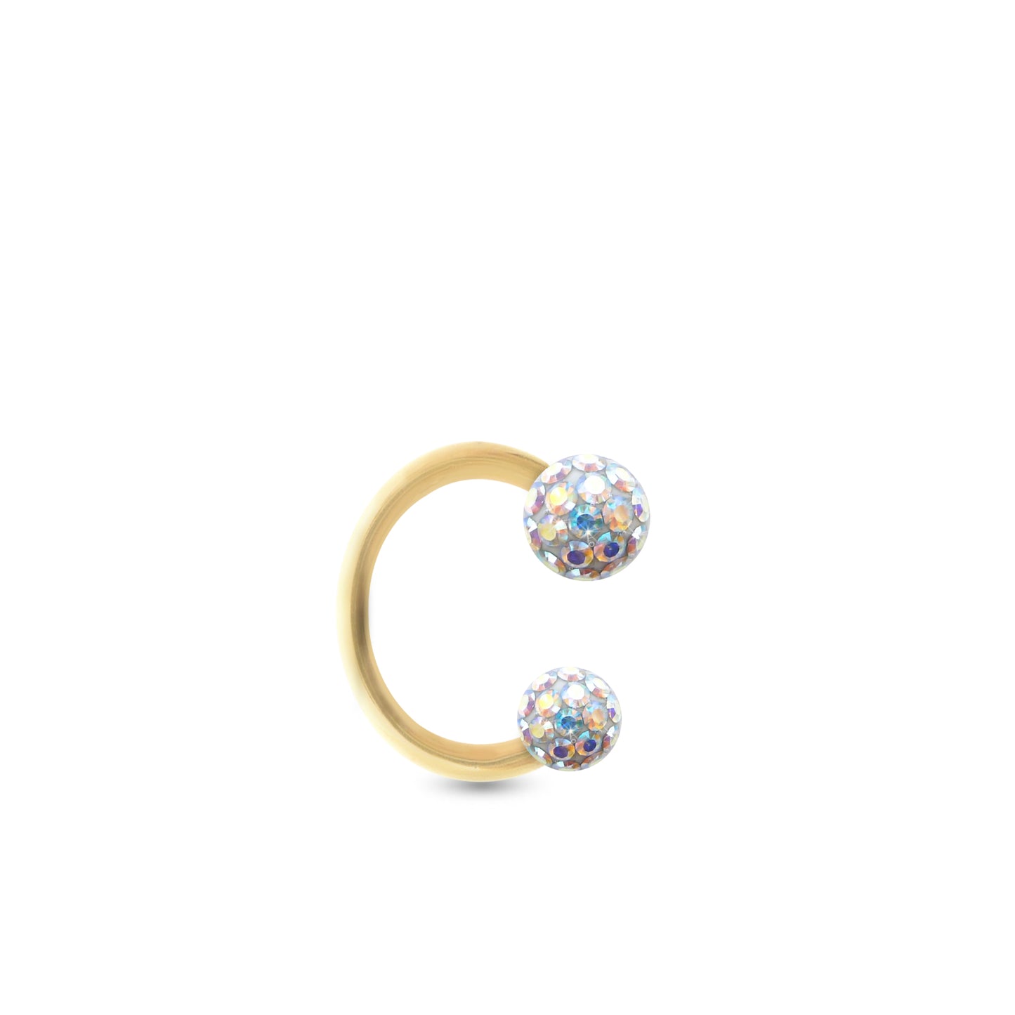 Boucle d'oreille or jaune 18K fer à cheval Cristal Premium irisé