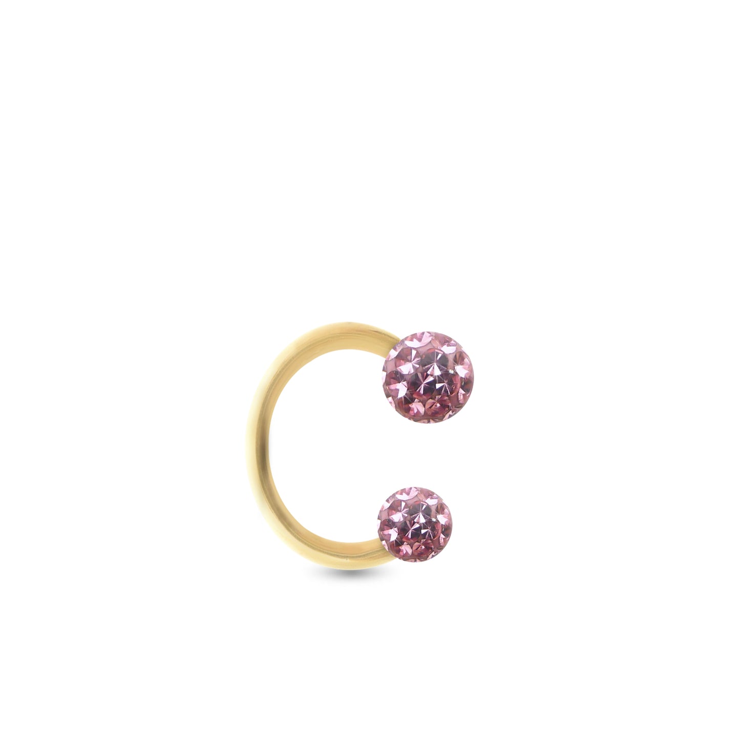 Boucle d'oreille or jaune 18K fer à cheval Cristal Premium rose