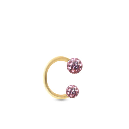 Boucle d'oreille or jaune 18K fer à cheval Cristal Premium rose
