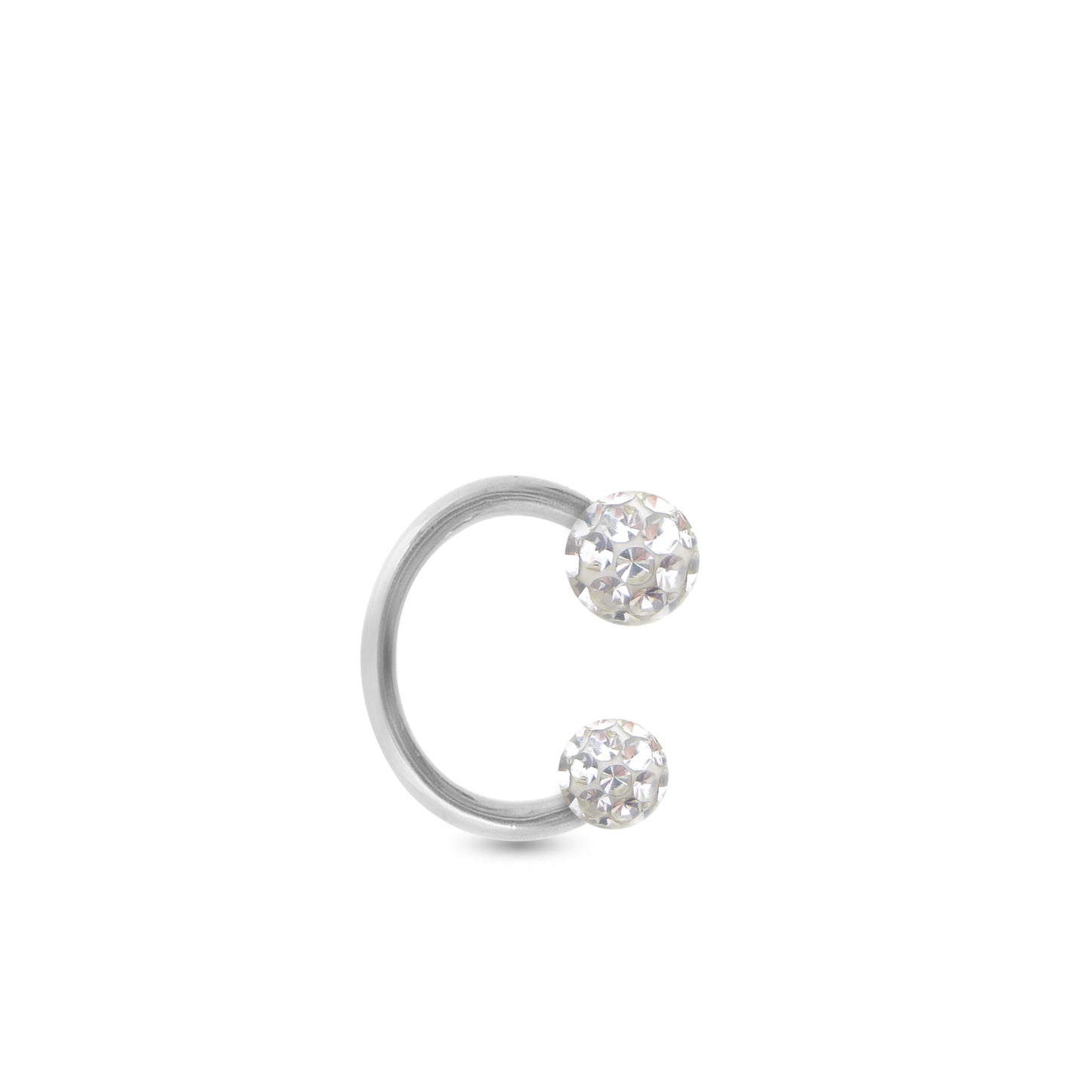 Boucle d'oreille or blanc 18K fer à cheval Cristal Premium blanc