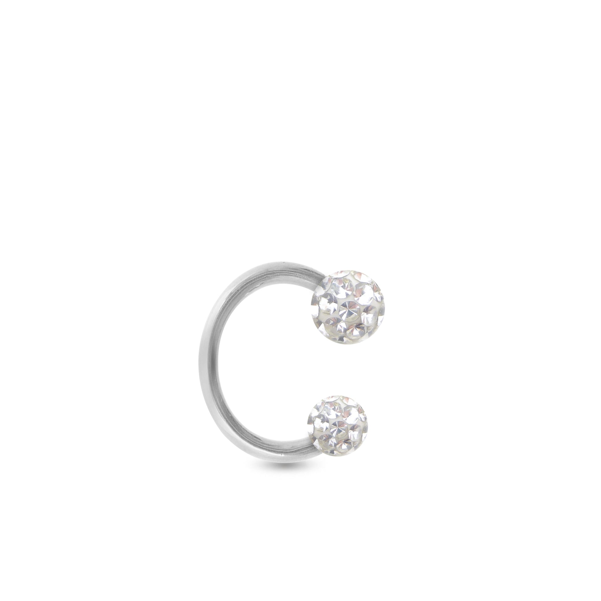 Boucle d'oreille or blanc 18K fer à cheval Cristal Premium blanc