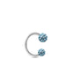 Boucle d'oreille or blanc 18K fer à cheval Cristal Premium bleu clair