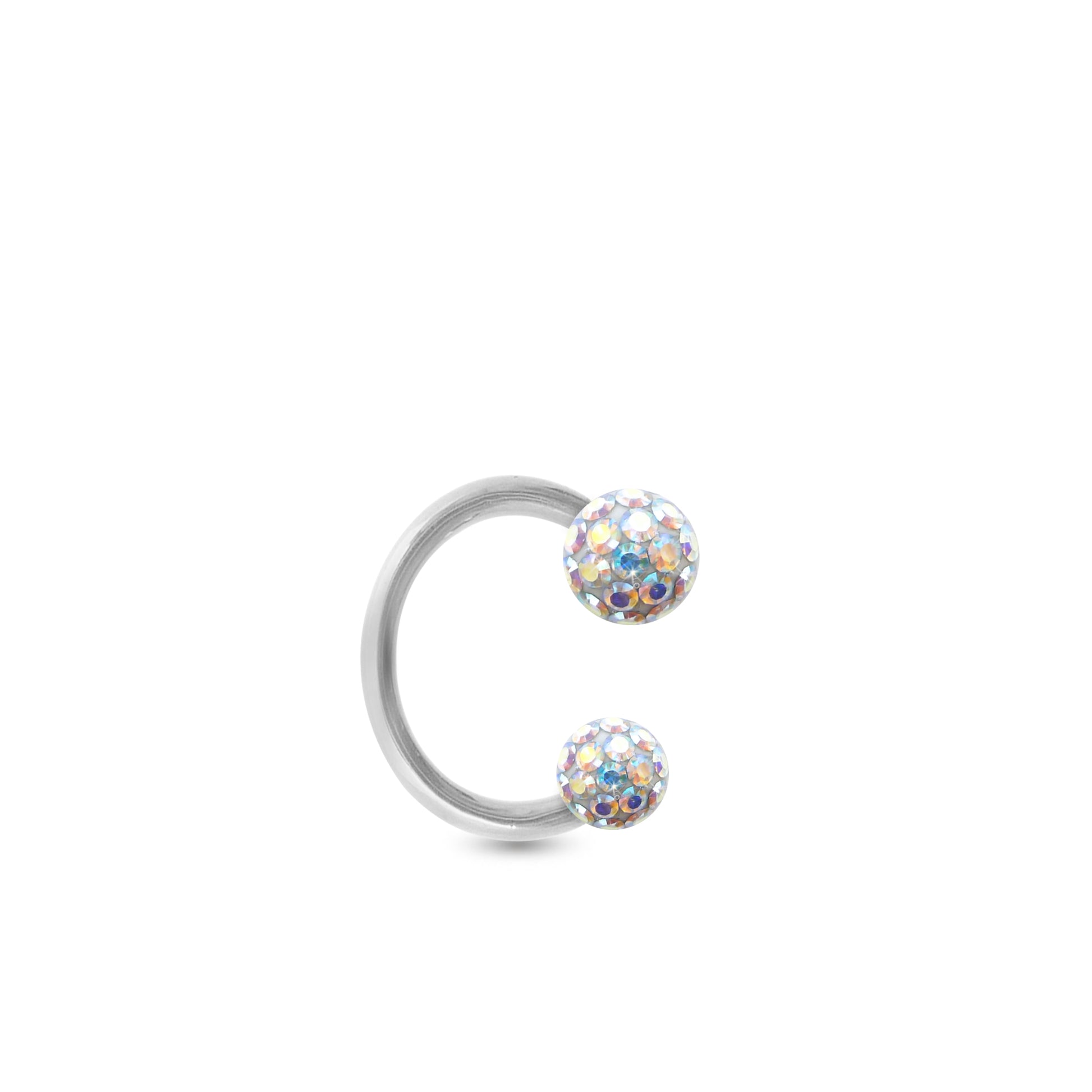 Boucle d'oreille or blanc 18K fer à cheval Cristal Premium irisé