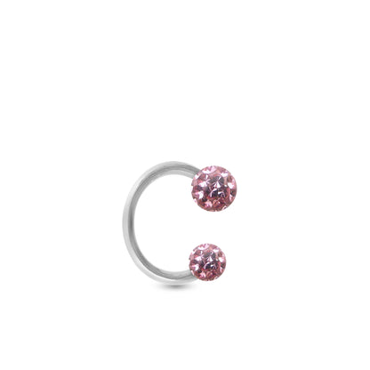 Boucle d'oreille or blanc 18K fer à cheval Cristal Premium rose