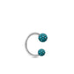Boucle d'oreille or blanc 18K fer à cheval Cristal Premium turquoise
