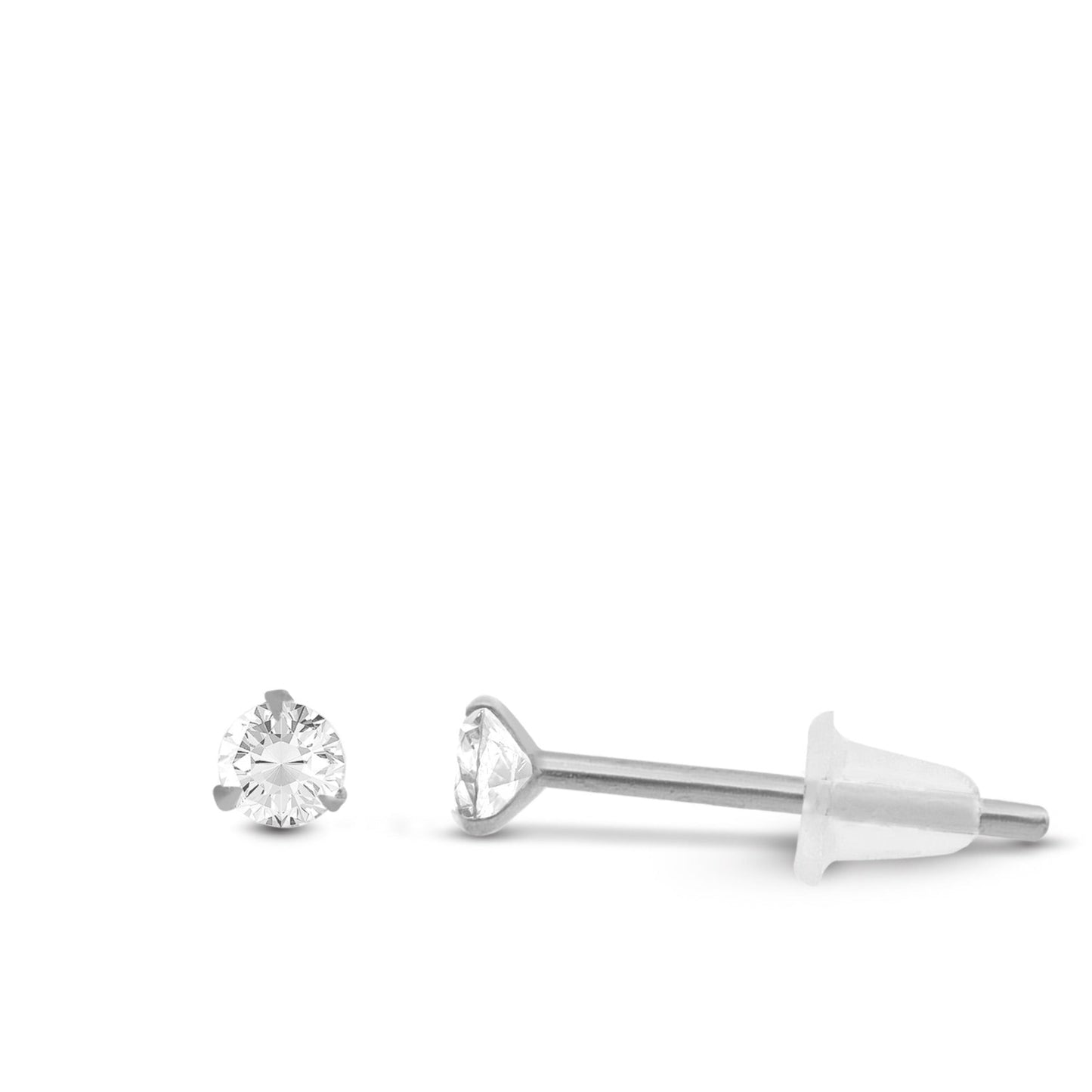 Boucle d’oreille élégante en or blanc avec zircon blanc brillant
