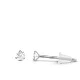 Boucle d'oreille en or blanc avec zircon blanc