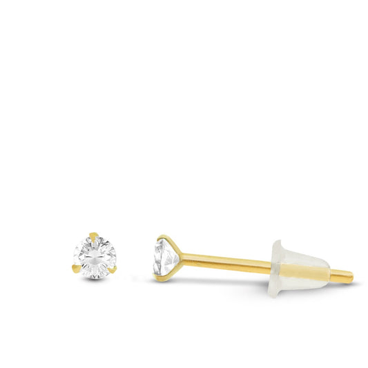 Boucle d’oreille élégante en or jaune avec zircon blanc brillant