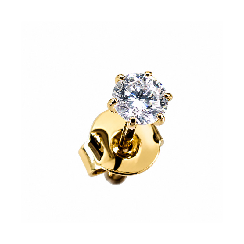Boucle d'oreille solitaire diamant de synthèse 3 mm or 18 carats fond blanc – EZOR