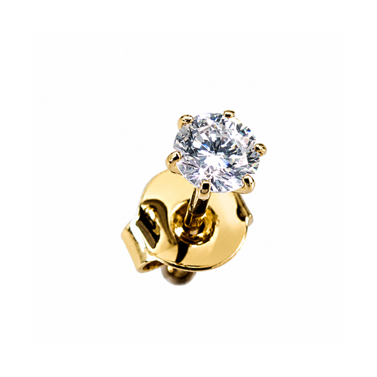 Boucle d'oreille solitaire diamant de synthèse 3 mm or 18 carats fond blanc – EZOR