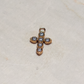 Charm croix or jaune avec oxydes de zirconium blancs