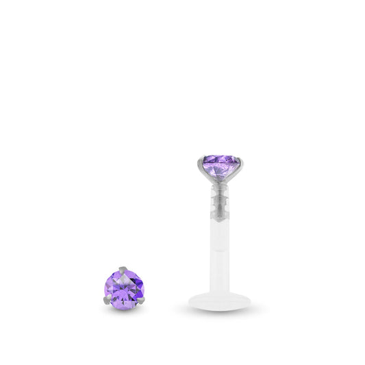 Piercing anti-hélix améthyste 0,05 carat en or blanc 18 carats