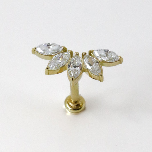 Piercing hélix barrette or jaune avec zircons