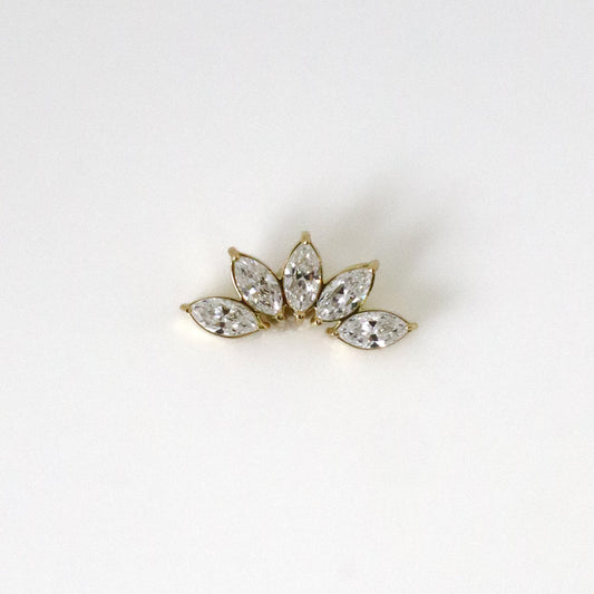 Piercing hélix barrette or jaune avec zircons