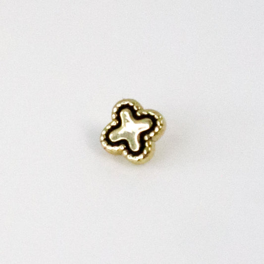 Piercing d'oreille croix bordure noir en or jaune 18 carats