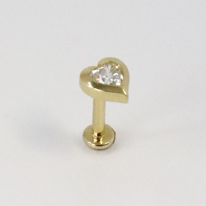 Piercing de cartilage coeur avec zircon en or jaune