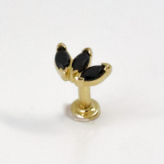 Piercing oreille or jaune 18 carats Orphéa noir