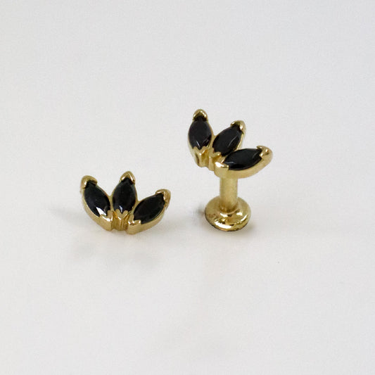 Piercing oreille or jaune 18 carats Orphéa noir