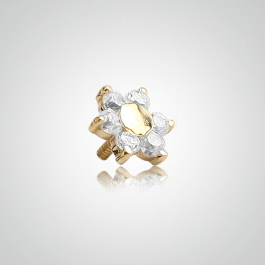 Piercing microdermal fleur blanche en or jaune