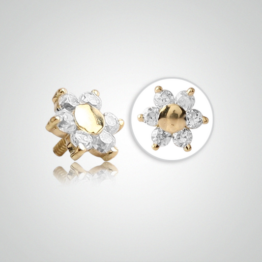 Piercing microdermal fleur blanche en or jaune