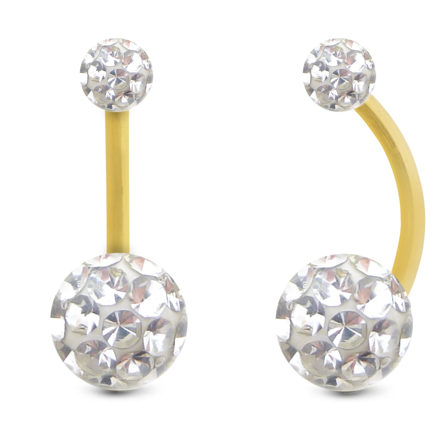 piercing nombril or jaune 18 carats cristal premium grand modèle
