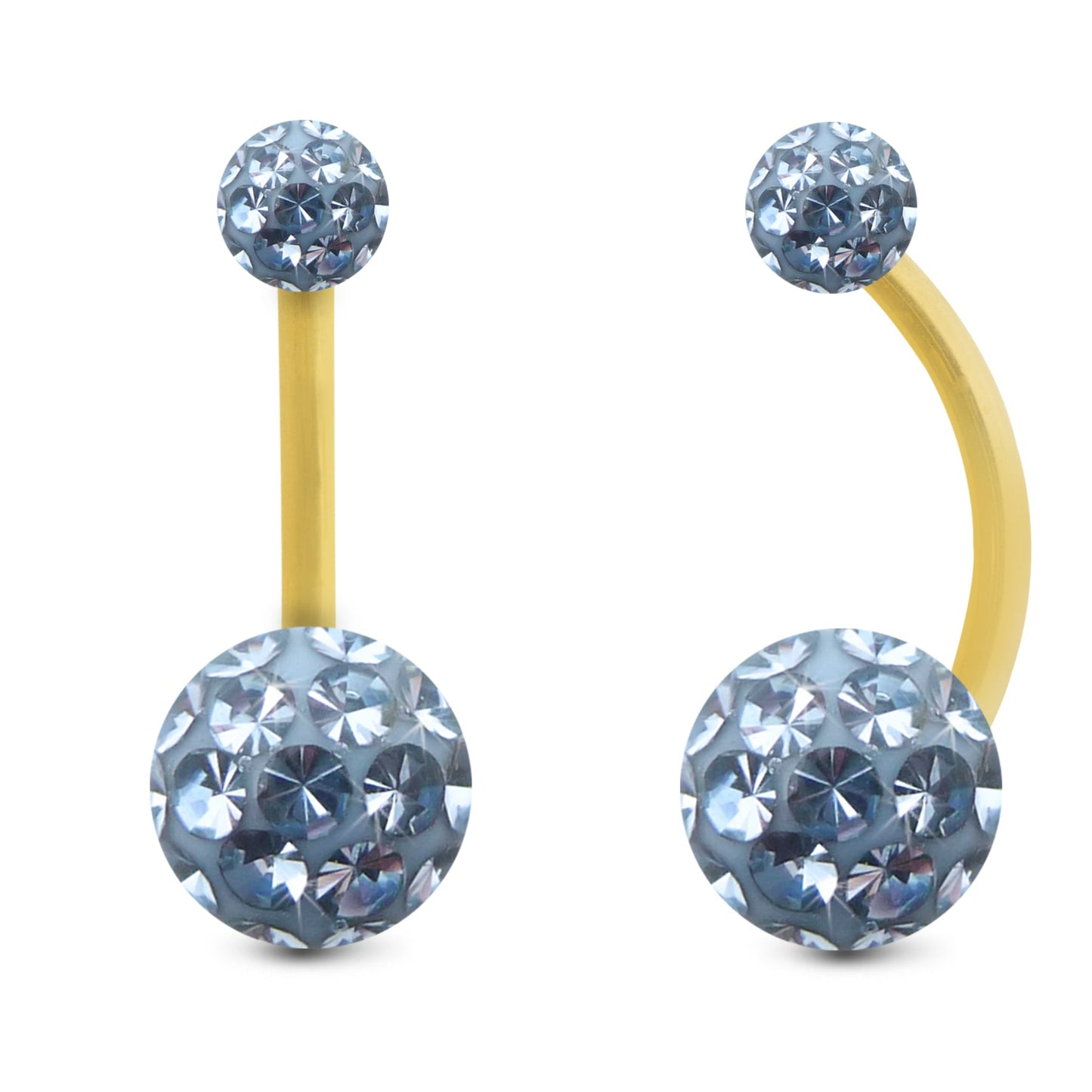 piercing nombril or jaune barre courbe 1.6 mm