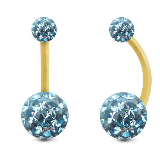 Anneau de nombril,2607-SR--Piercing de nombril en acier bleu rose CZ Anneau de nombril,2607-SR--Piercing de nombril en acier bleu rose CZ