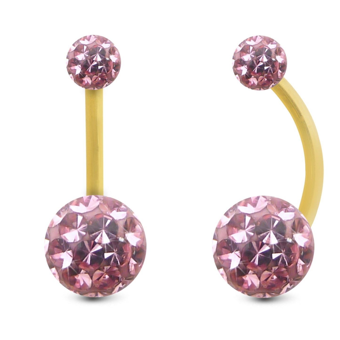 piercing nombril or 18 carats grand modèle cristal brillant rose