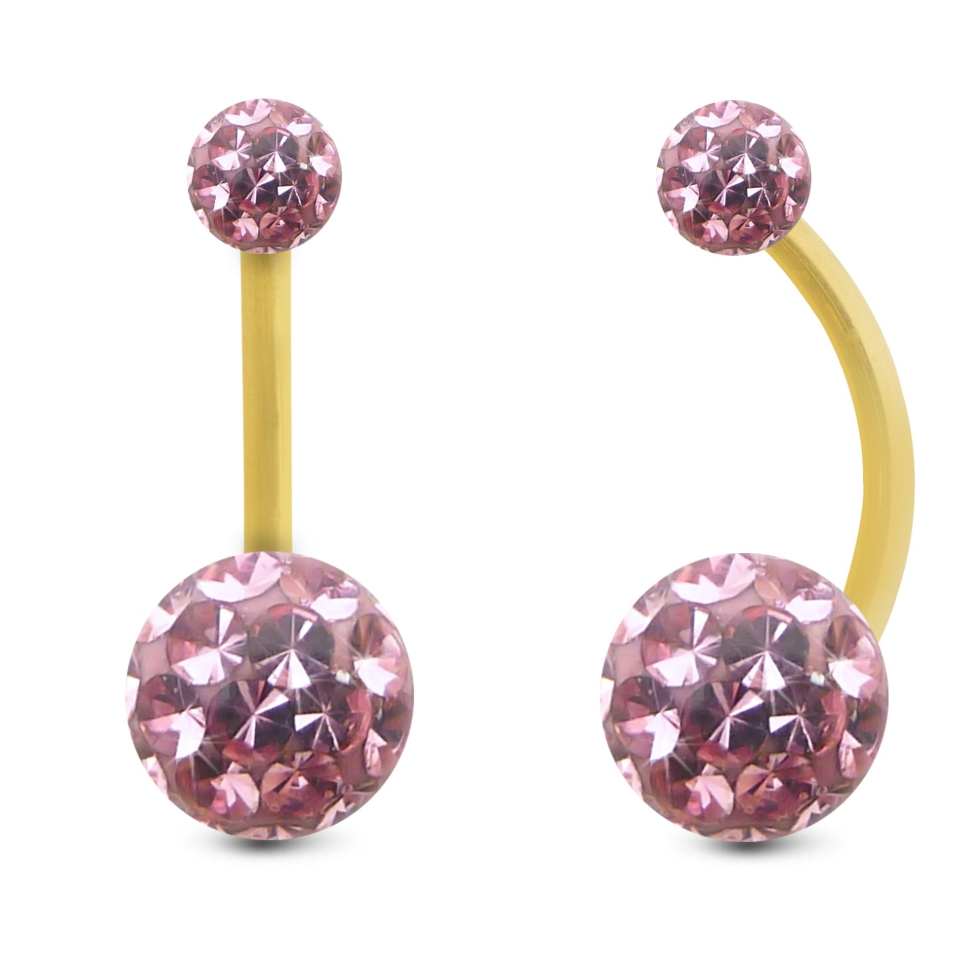 piercing nombril or 18 carats grand modèle cristal brillant rose