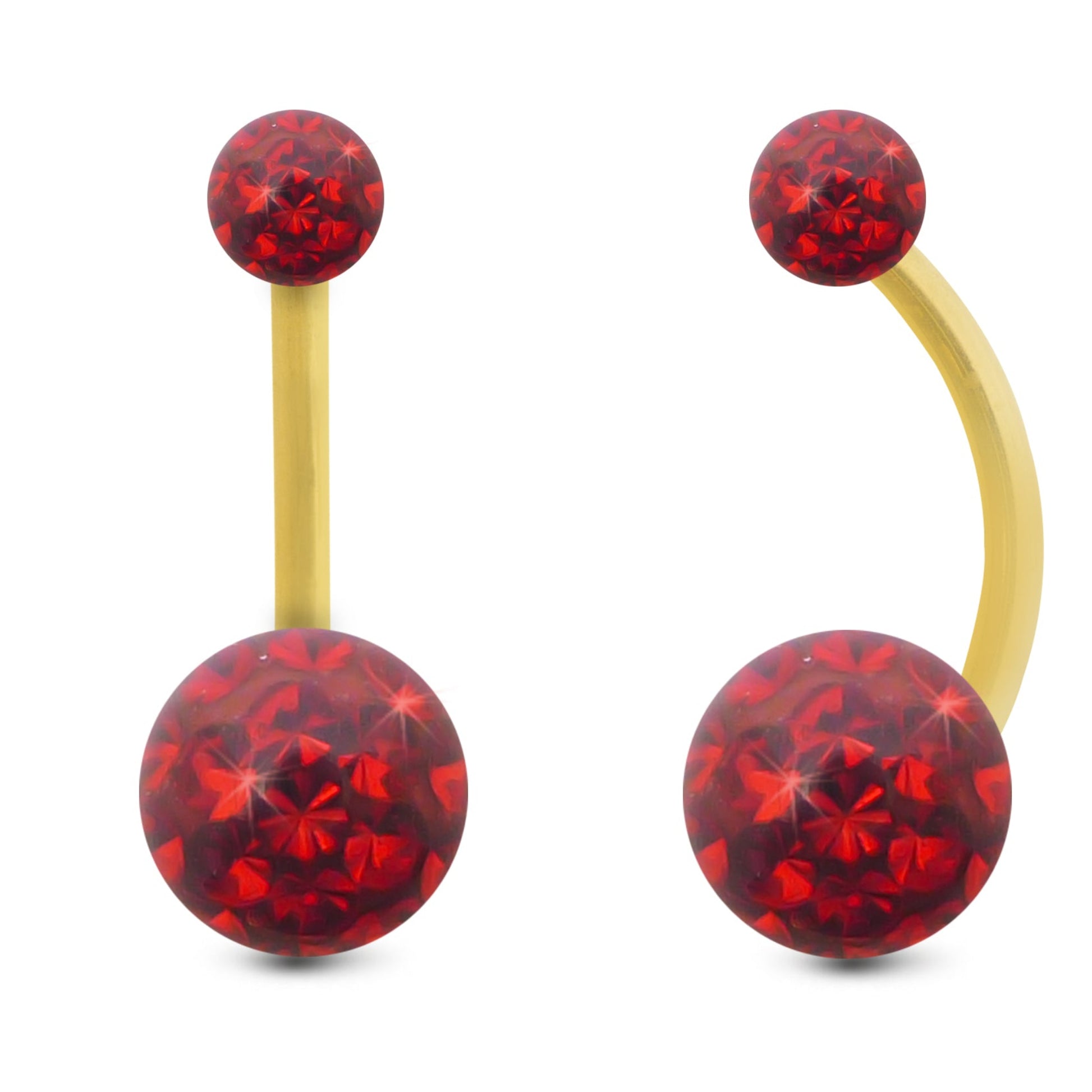 piercing nombril or jaune 18 carats cristal premium rouge