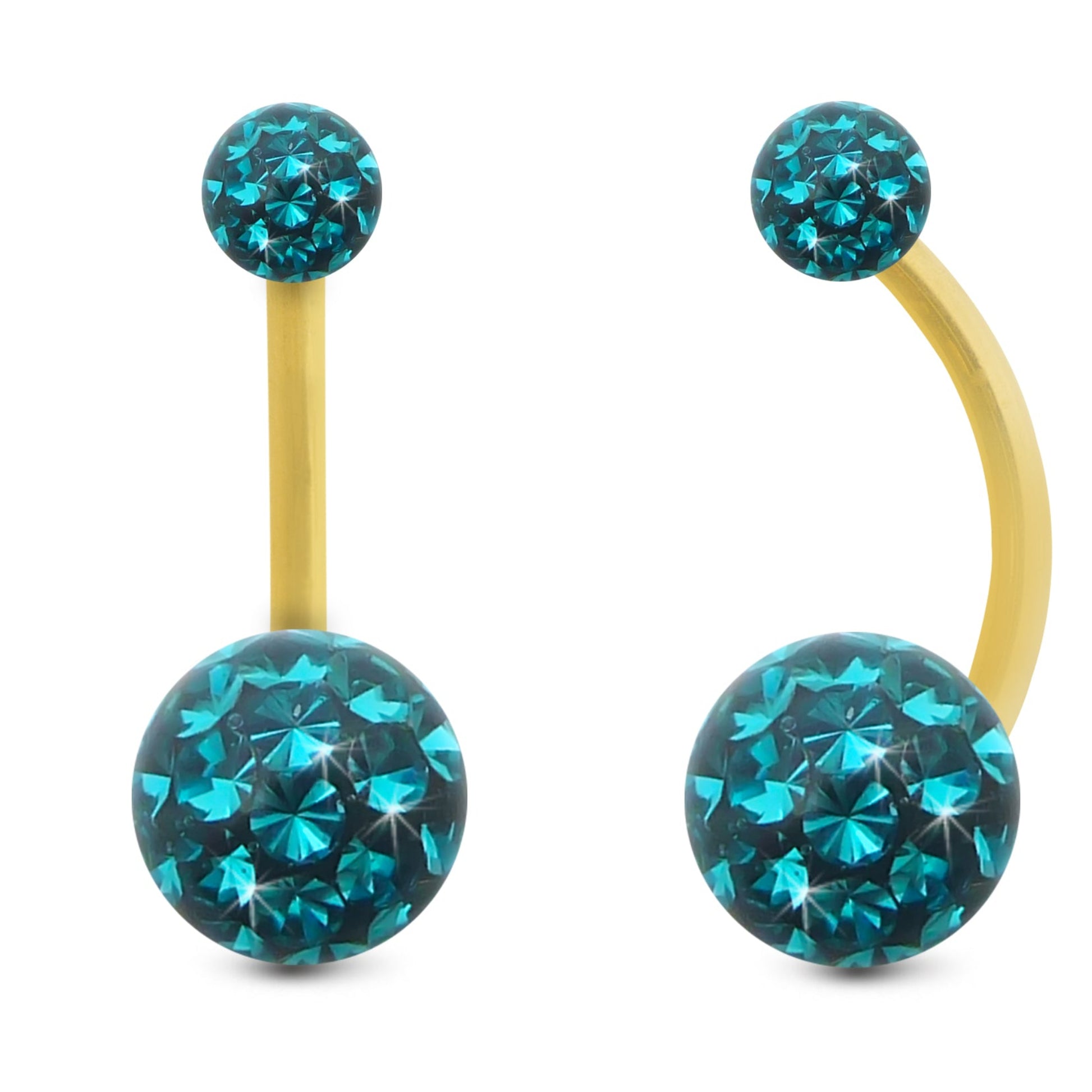 piercing nombril or jaune 18 carats cristal premium turqquoise