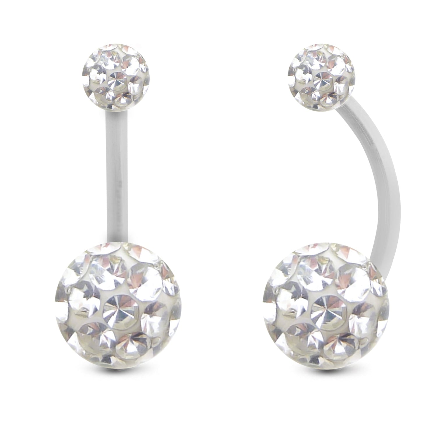 bijou nombril or blanc 18 carats cristal premium 6mm 10mm blanc