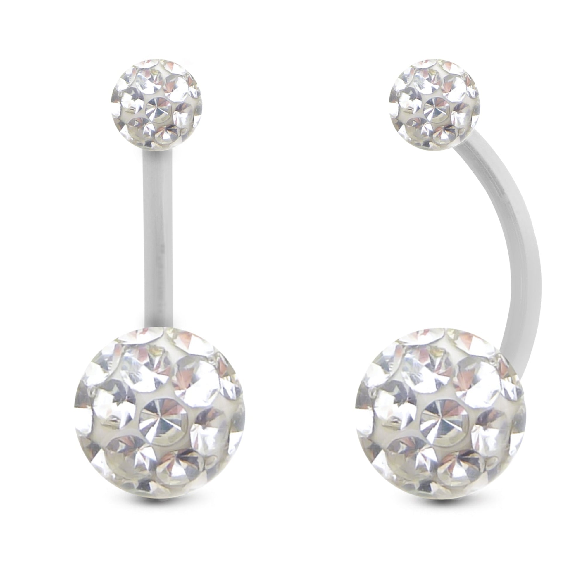 bijou nombril or blanc 18 carats cristal premium 6mm 10mm blanc
