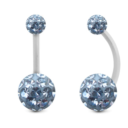 bijou piercing nombril or blanc 18 carats boule cristal premium
