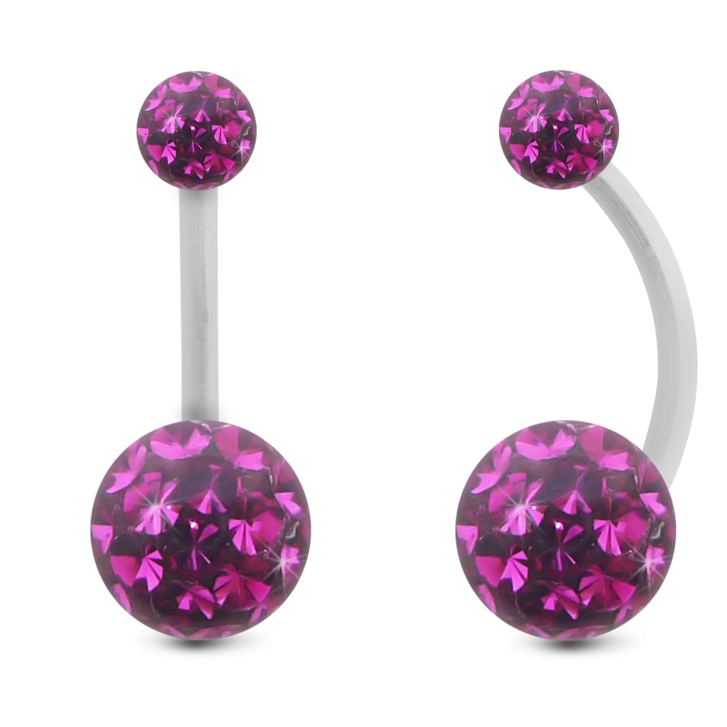 piercing nombril or blanc 18 carats boules interchangeables cristal premium