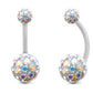 piercing nombril or 18 carats grand modèle cristal brillant irisé