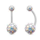 Piercing nombril Or blanc 18 carats Cristal premium- Petit modèle