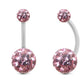 piercing nombril or blanc barre courbe 1.6 mm cristal premium